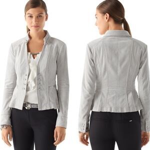 White House Black Market Silver Gray Velvet Military Style Jacket (00)